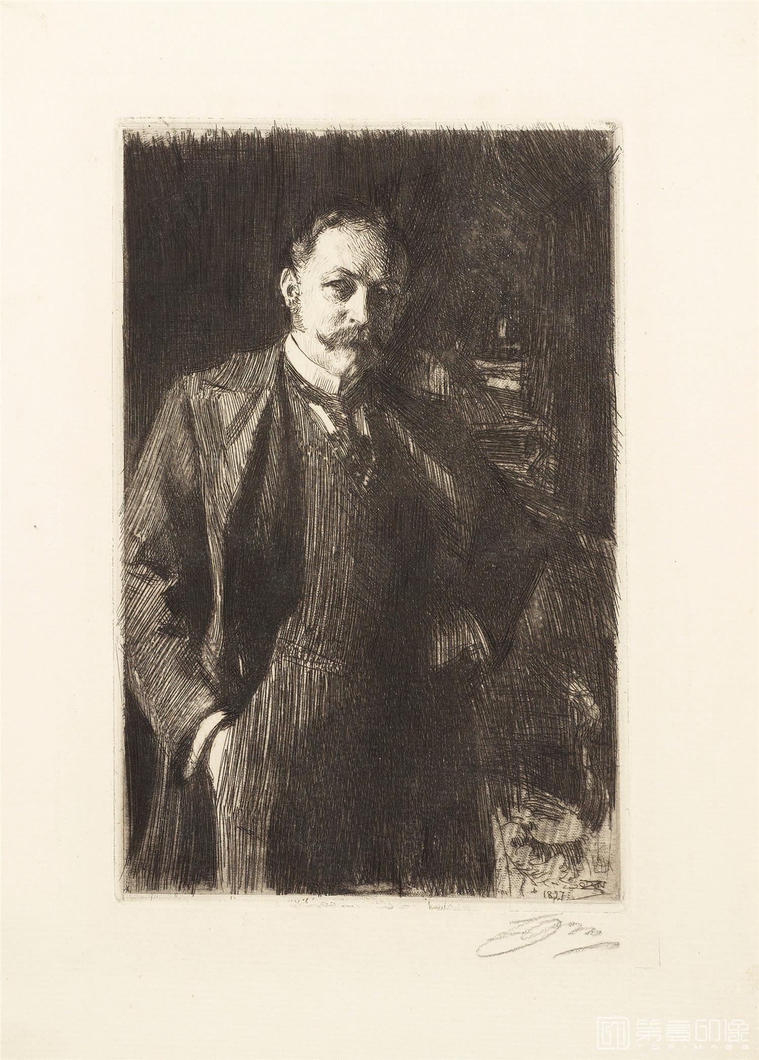 素描-安德斯·佐恩 Anders Zorn作品-196